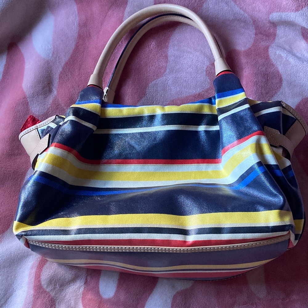 Kate Spade Striped Satchel in Yellow, Blue, and Red - Picture 2 of 13